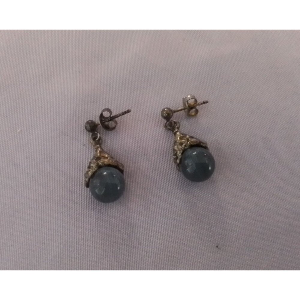 Vintage Drop Dangle Earrings With Silver Tone Accents